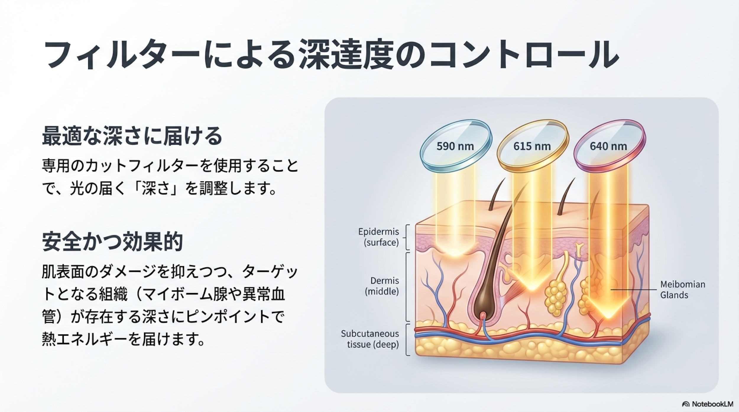 フィルターによる深達度のコントロール